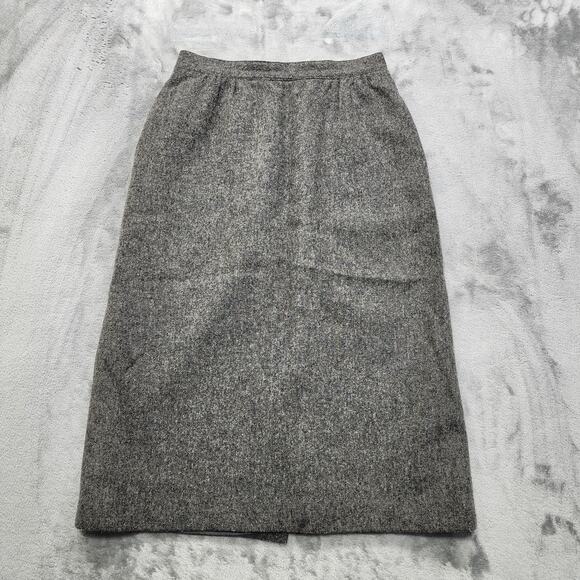 Vintage L.J.L. Sport Skirt Womens 6 Gray Wool Pencil Midi Back Zip Vented Hem - Picture 1 of 9